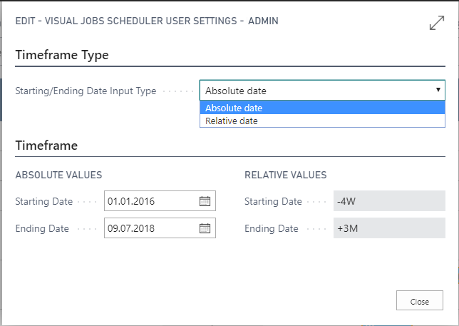 Netronic Vjs Define the timespan of the schedule in the VJS