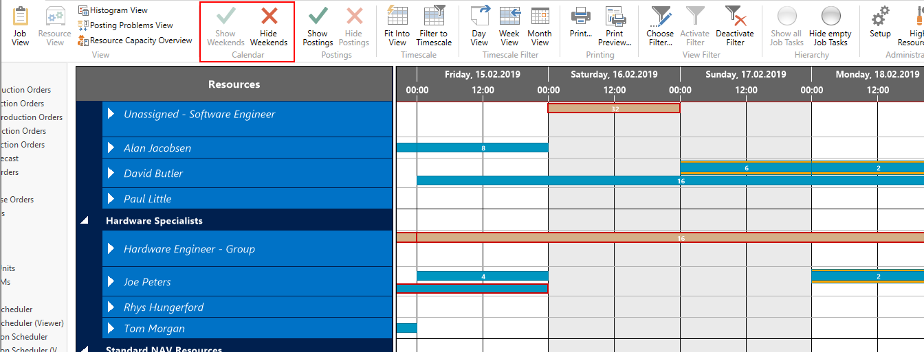 remove weekends from ms project timeline